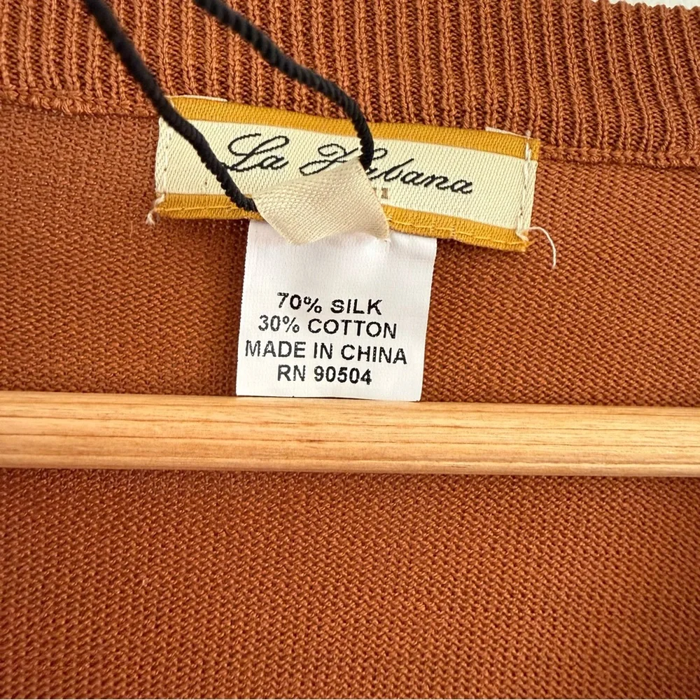 Silk Blend Sweater NEW VNeck Long Sleeve Pullover Ochre Earth Clay Mens Size XXL